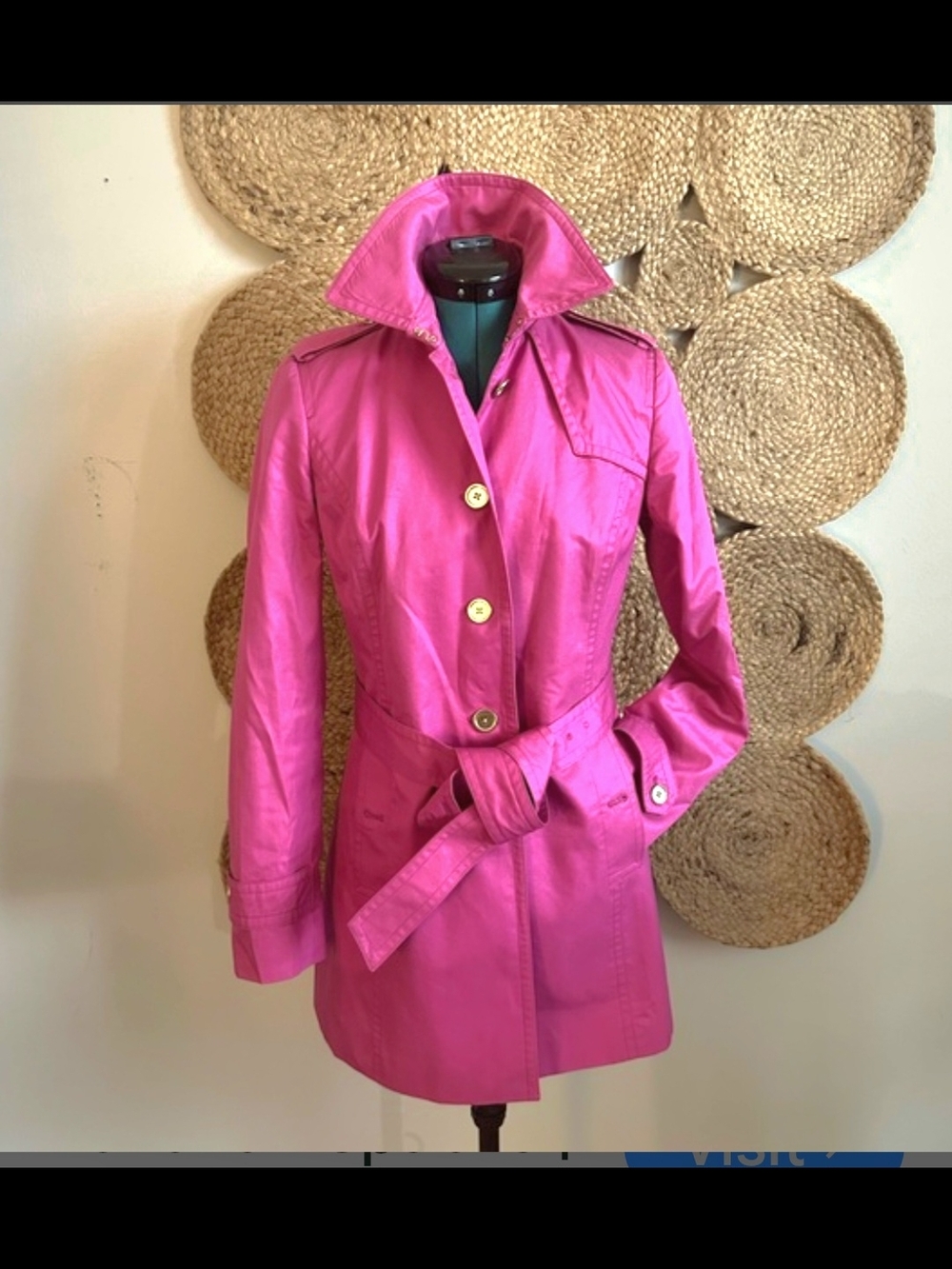 Banana Republic Hot Pink Belted Trench Coat